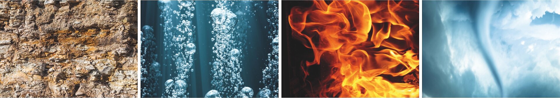 Erde, Wasser, Feuer, Luft die vier Elemente formen den Baustoff Ziegel.
